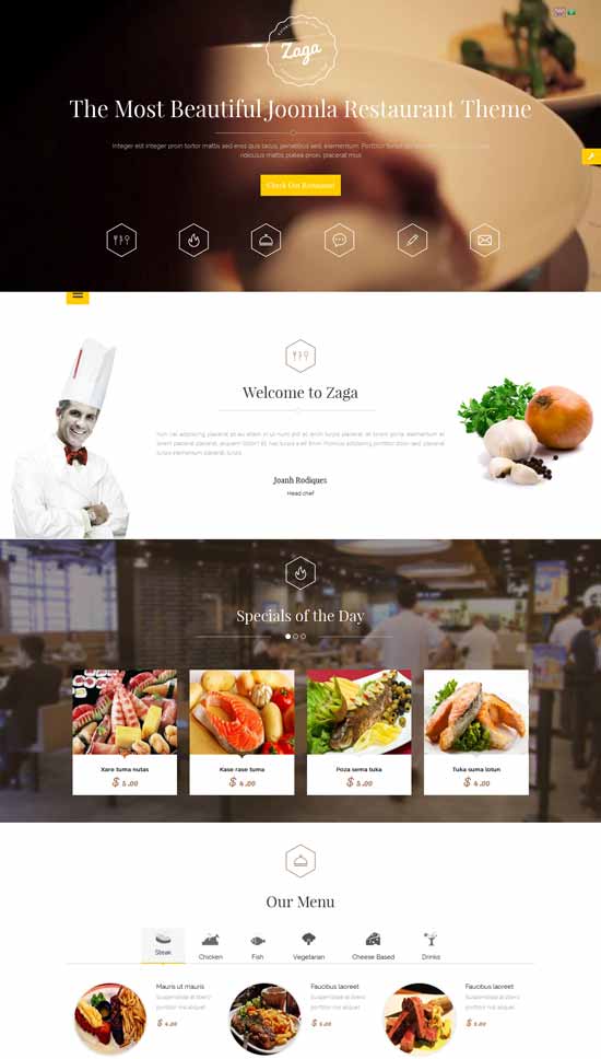 Zaga-レスポンシブ-ワンページ-レストラン-Joomla-テンプレート