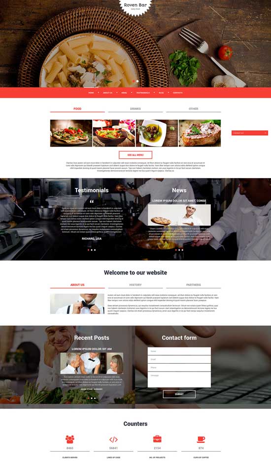 European RestaurantResponsiveJoomlaテンプレート52854