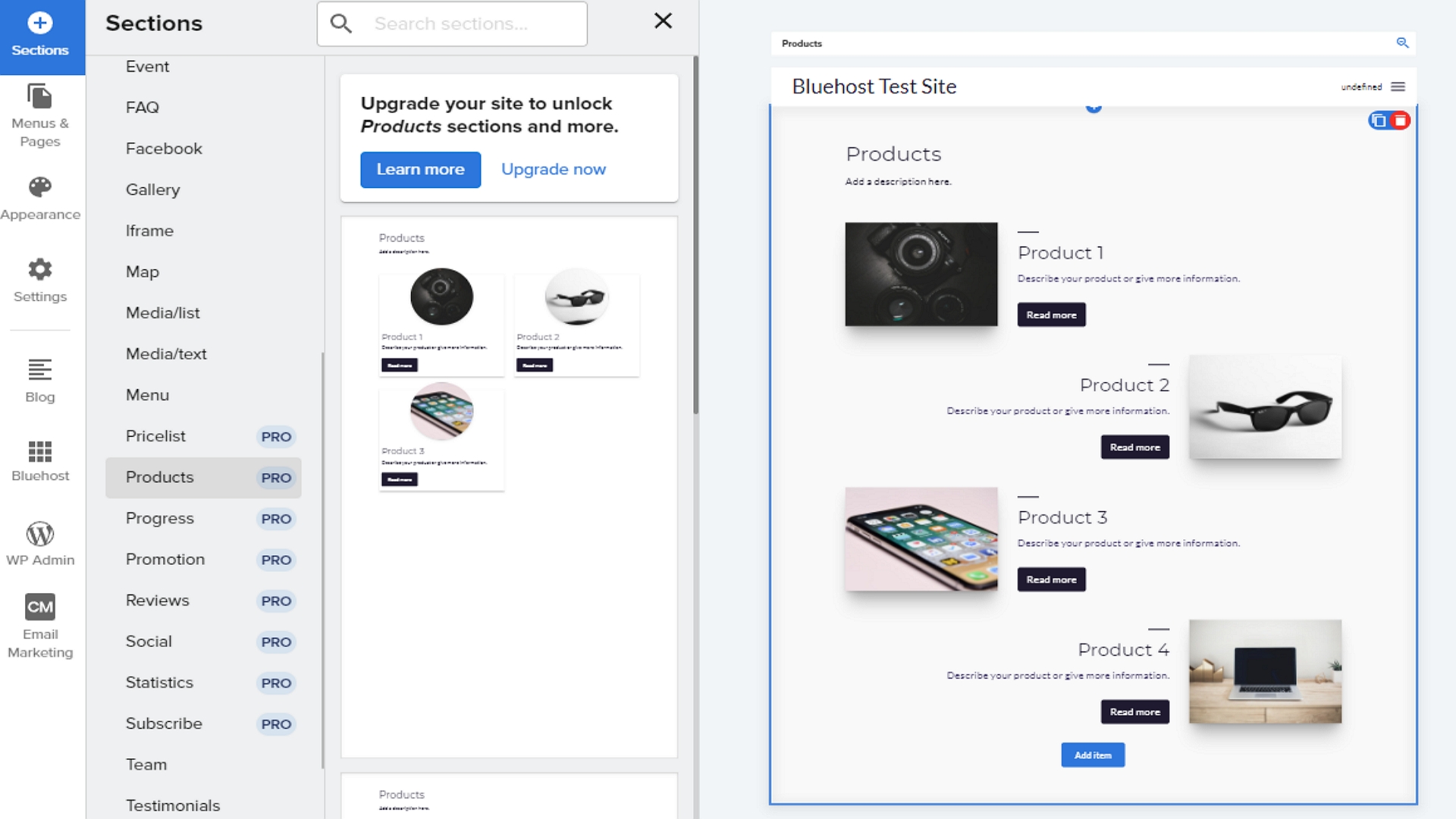 Revisión del creador de sitios web de Bluehost