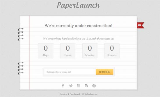 PaperLaunch Free Under Construction Template