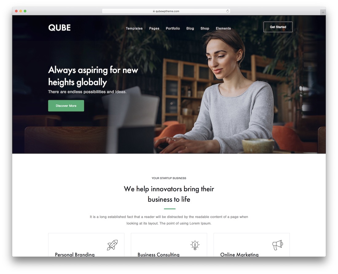 qube customizable wordpress theme