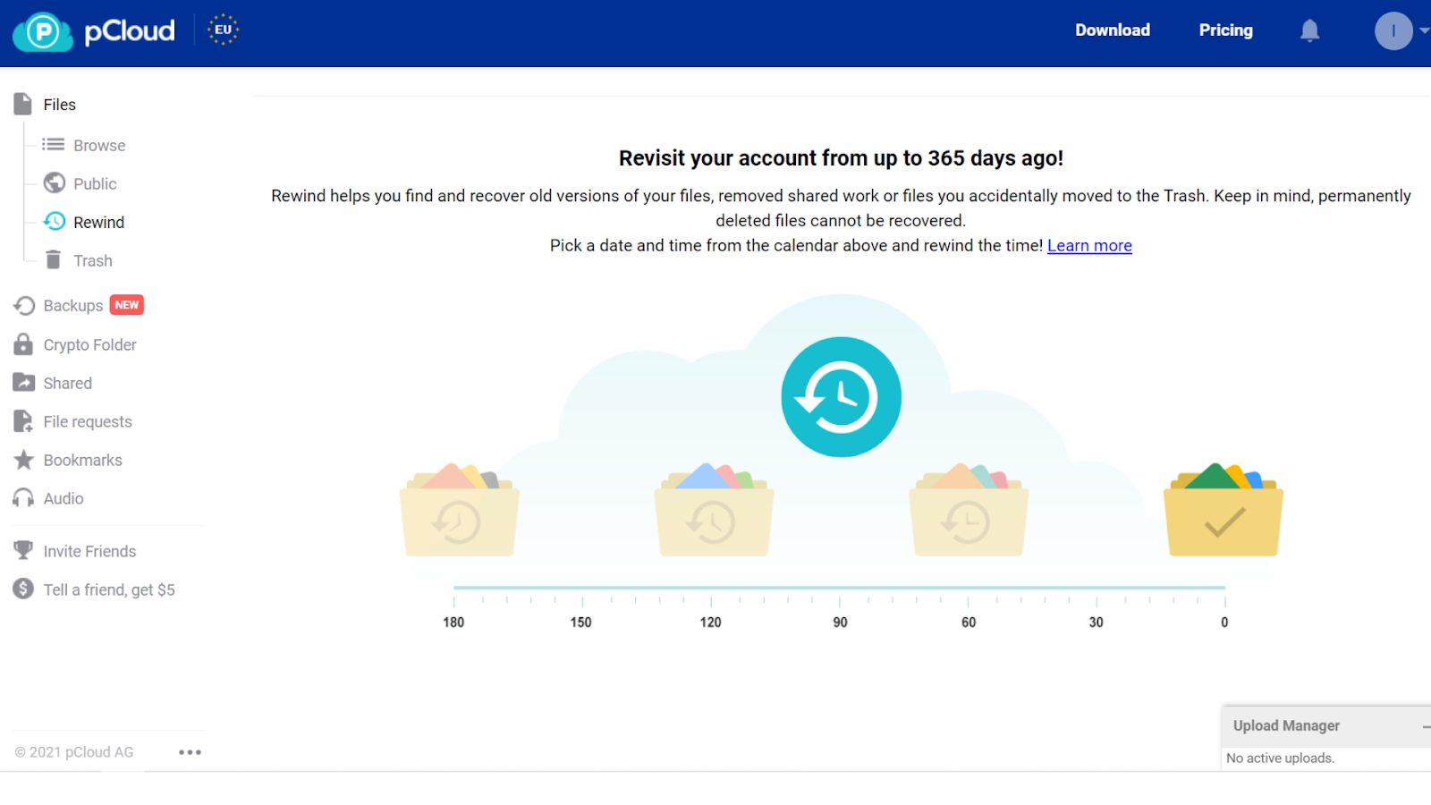 pCloudの巻き戻し機能のデモ