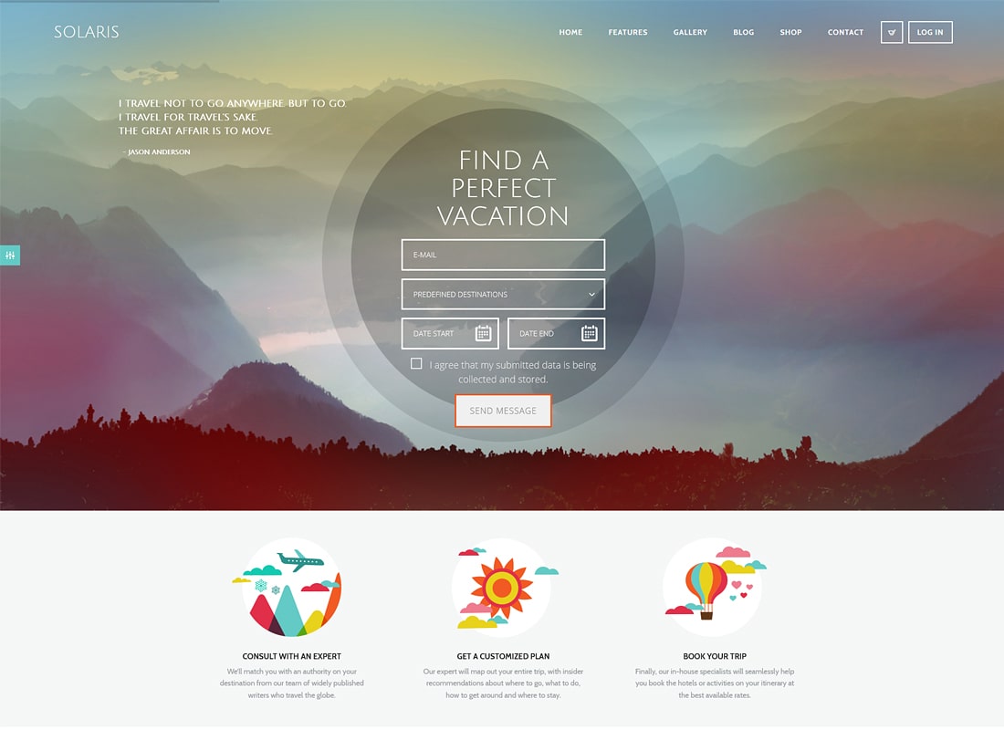 Solaris | Tema WordPress de lujo para agencias de viajes