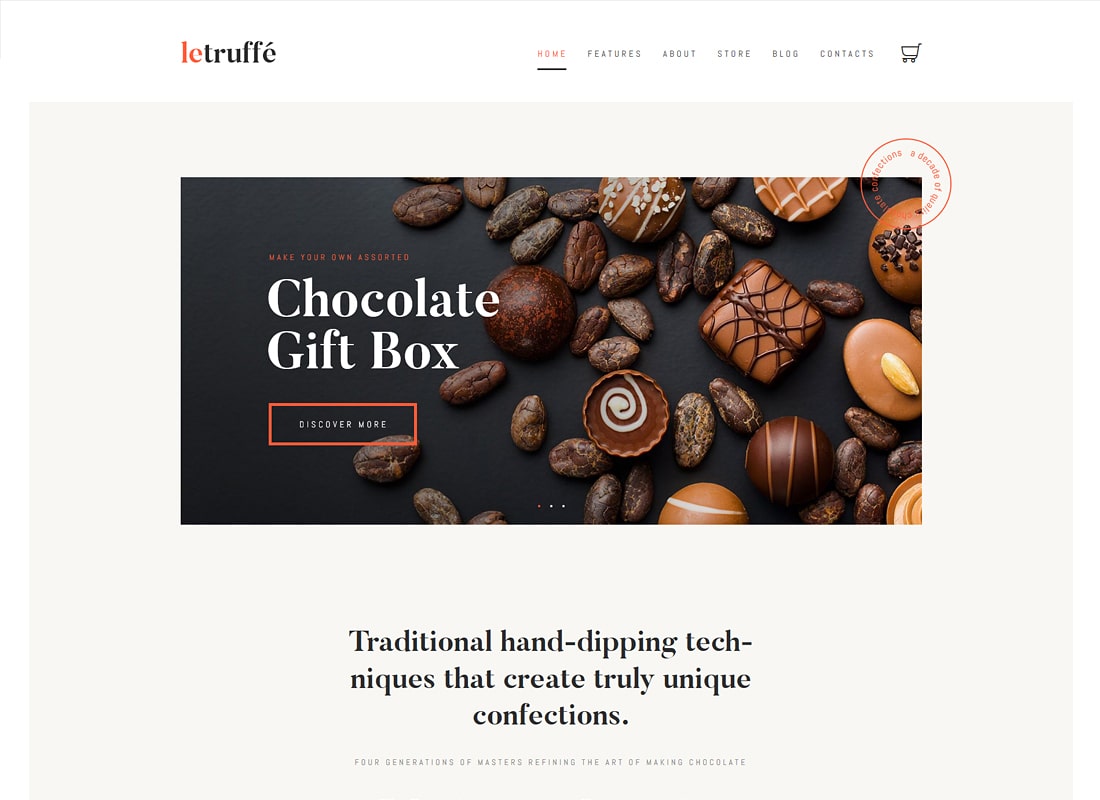 La trufa | Tema de lujo de WordPress para boutique de chocolate