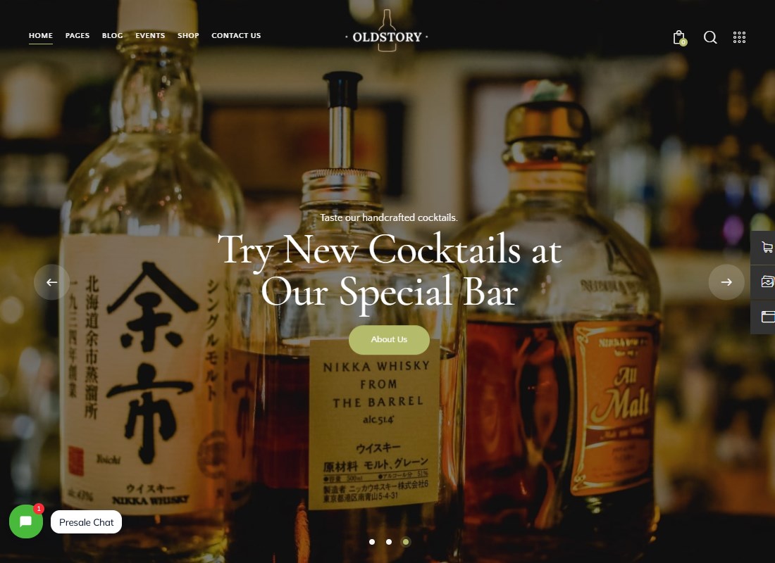 OldStory - Bar de whisky | pub | Tema de WordPress para restaurante