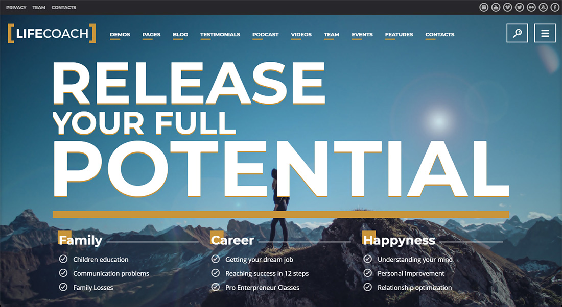 Tema de WordPress accesible para Life Coach