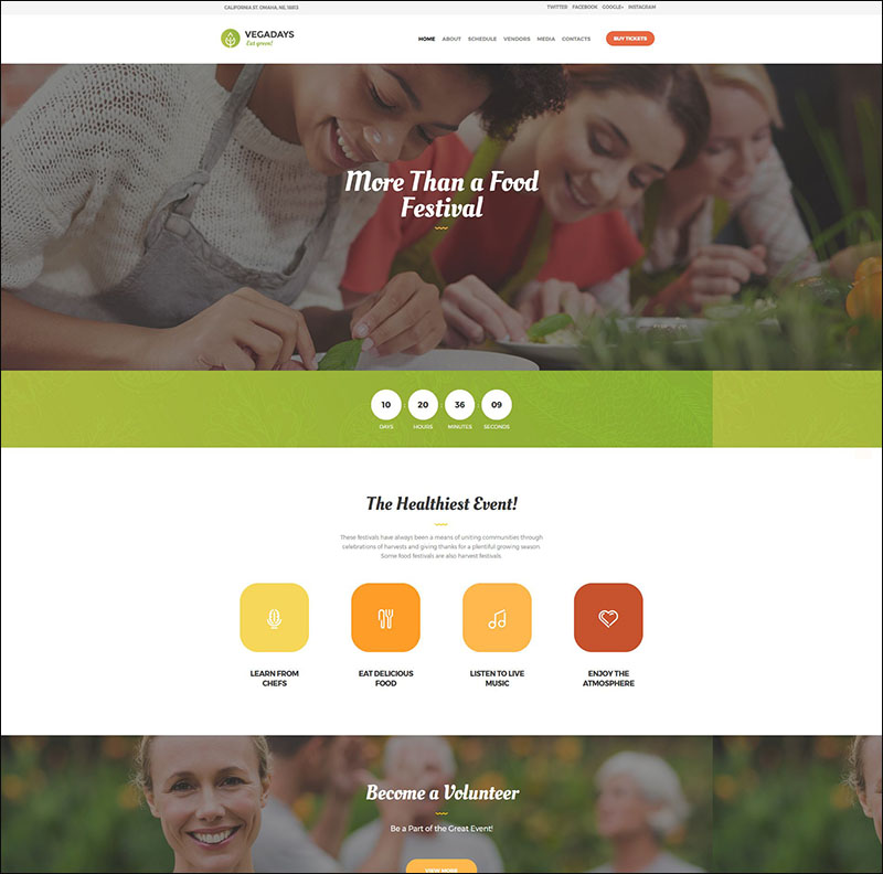 VegaDays - Festival Makanan Vegetarian atau Tema WordPress Acara