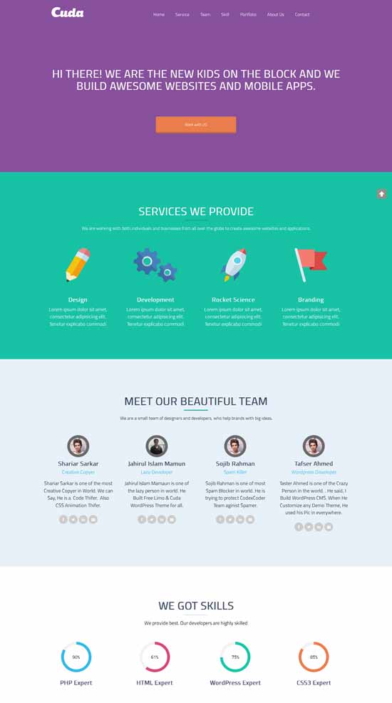 Cuda-Free-One-Page-WordPress-Theme