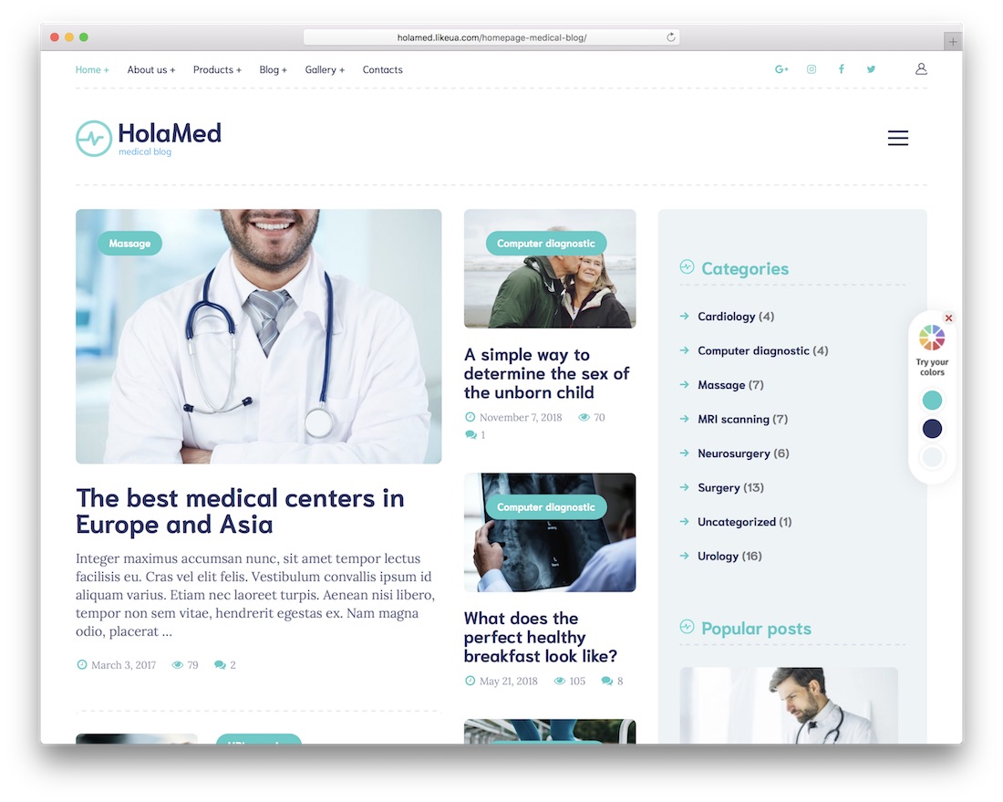 tema wordpress medis kesehatan holamed