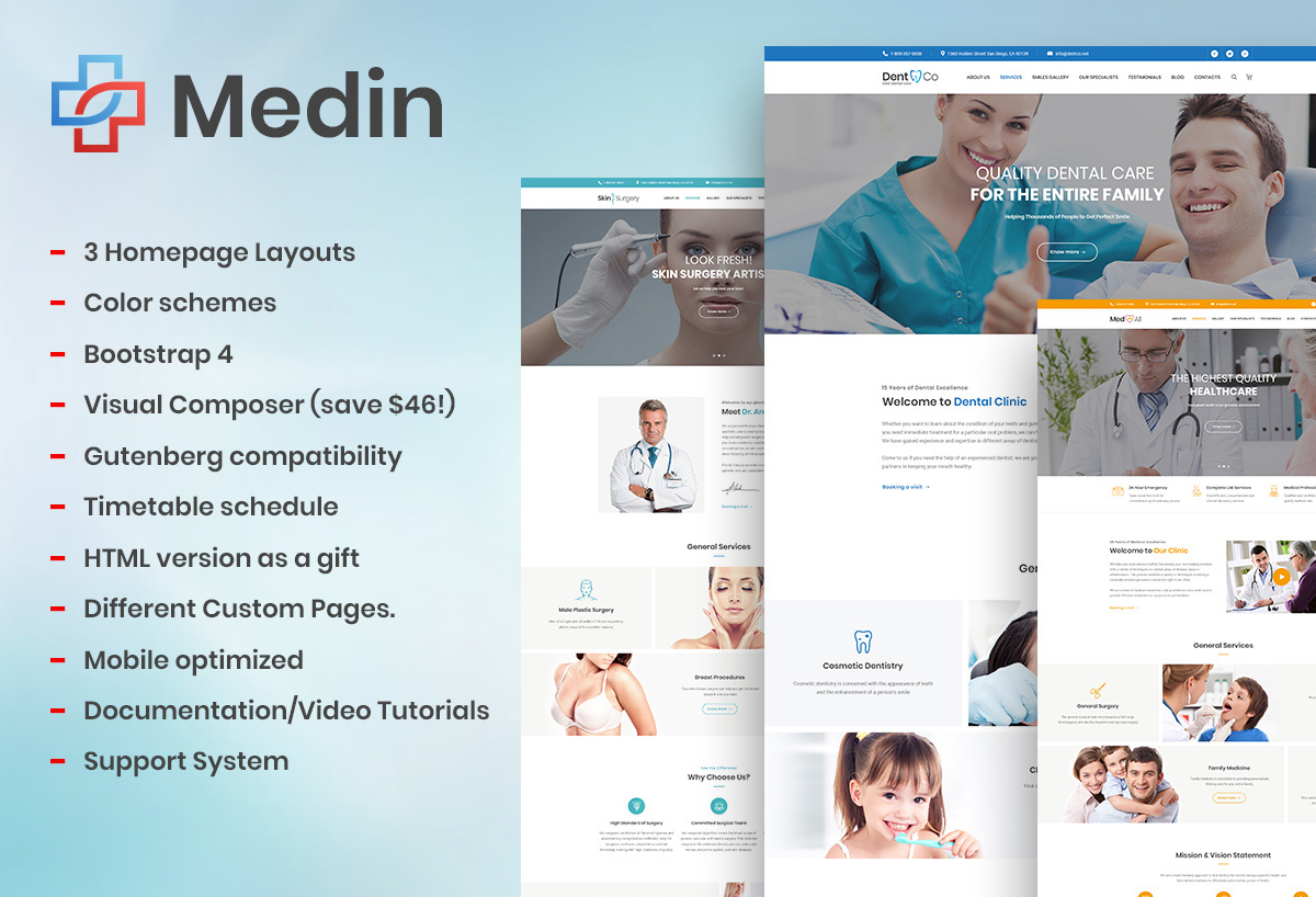 tema wordpress medis sederhana medin