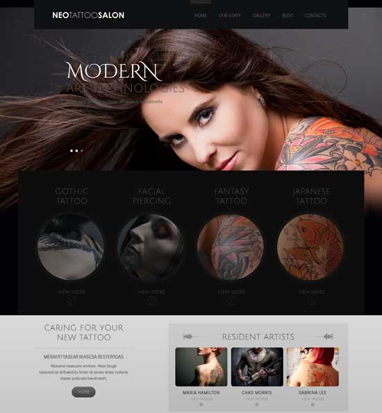 Tema Responsivo de WordPress para Salón de Tatuajes