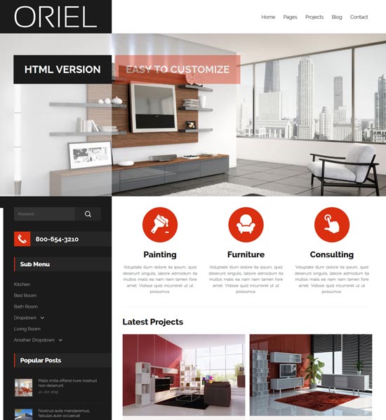 template html5 desain interior oriel