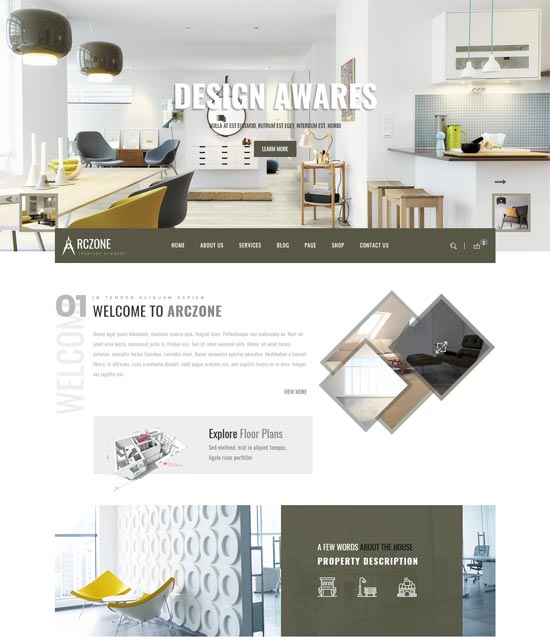 template html desain interior arczone