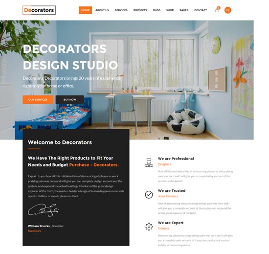 dekorator template html studio desain interior