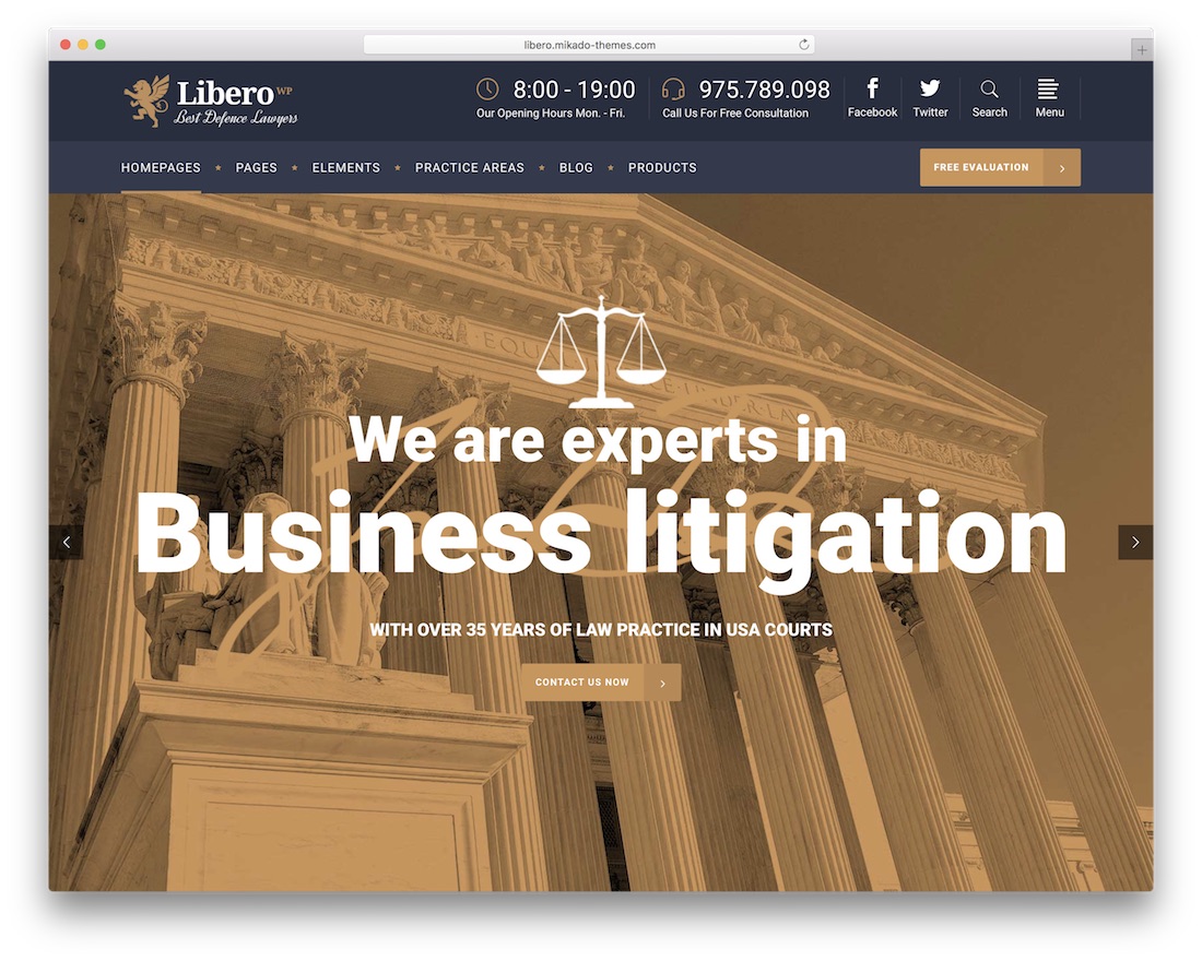 tema wordpress pengacara libero terbaik