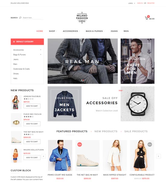 tema magento de la moda de milano