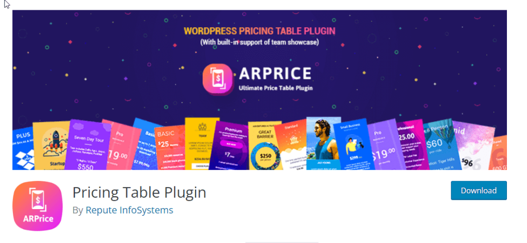 AR price WordPress 定價表插件