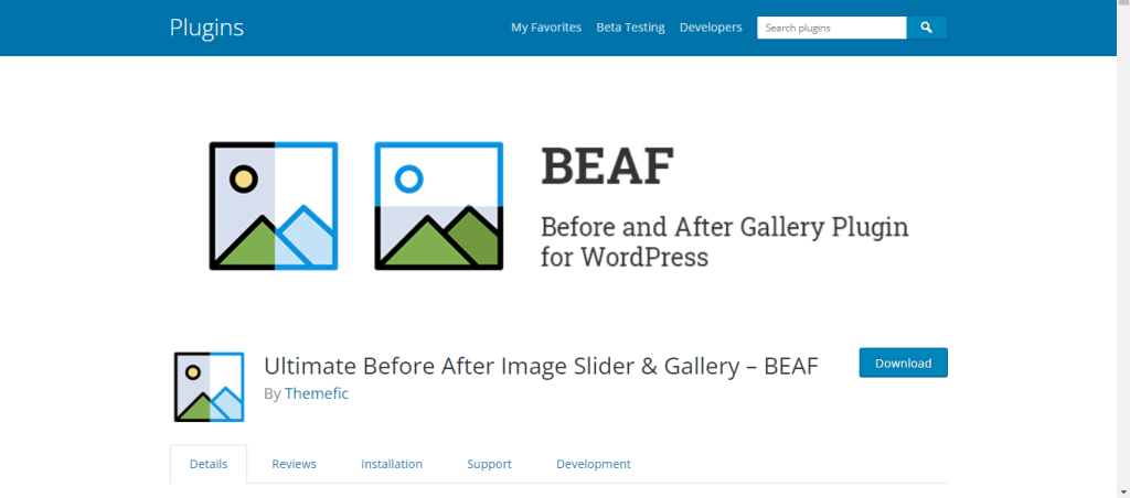 用於 WordPress 的 BEAF 圖像比較插件