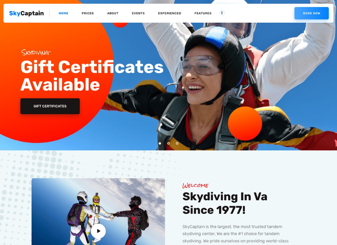 Kapten Langit | Tema WordPress Skydiving & Olahraga Terbang Ekstrim