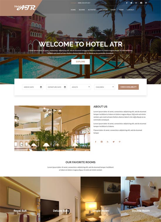 HTML-шаблон отеля atr hotel resort