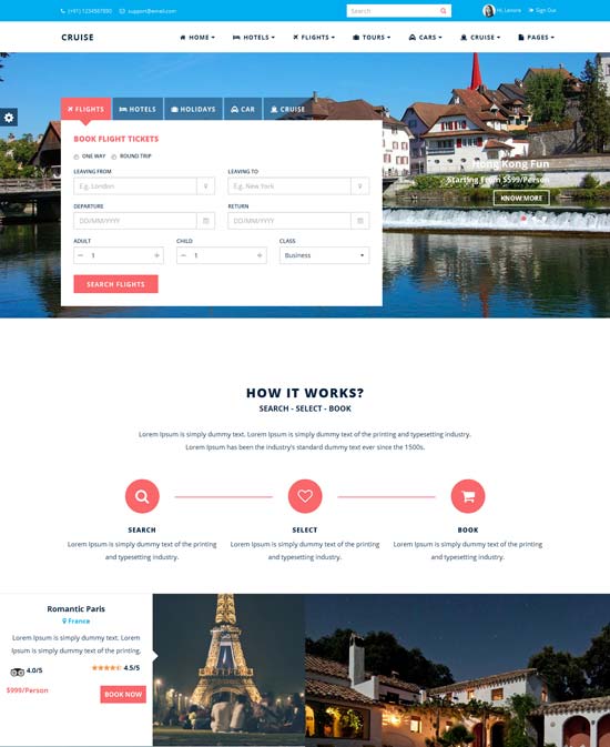 Cruise - Templat Situs Web Perjalanan Responsif