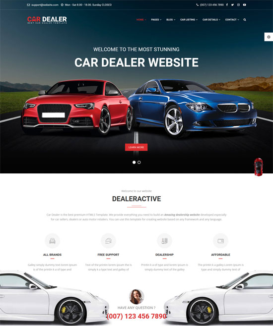汽车经销商汽车响应html5模板
