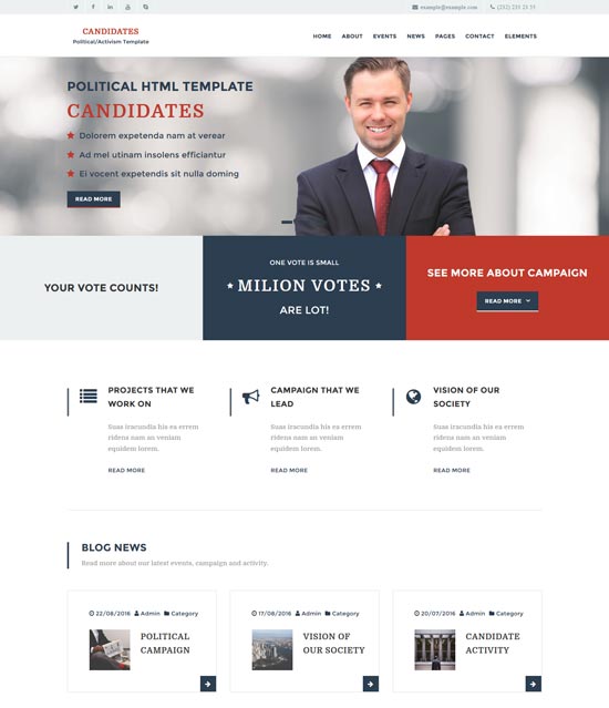 候选人政治html5模板
