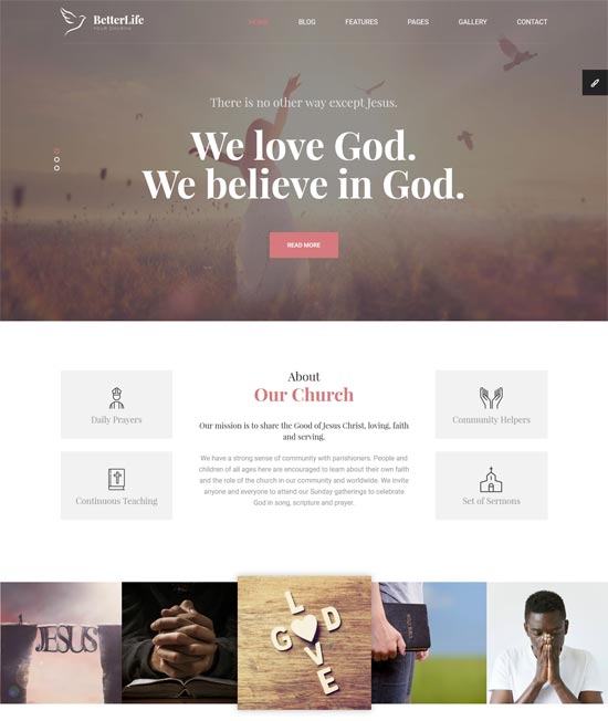 เทมเพลต html ของคริสตจักร Betterlife