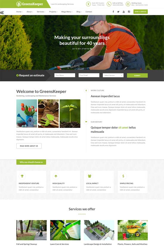 greenskeeper การทำสวน การจัดสวน เทมเพลต html5