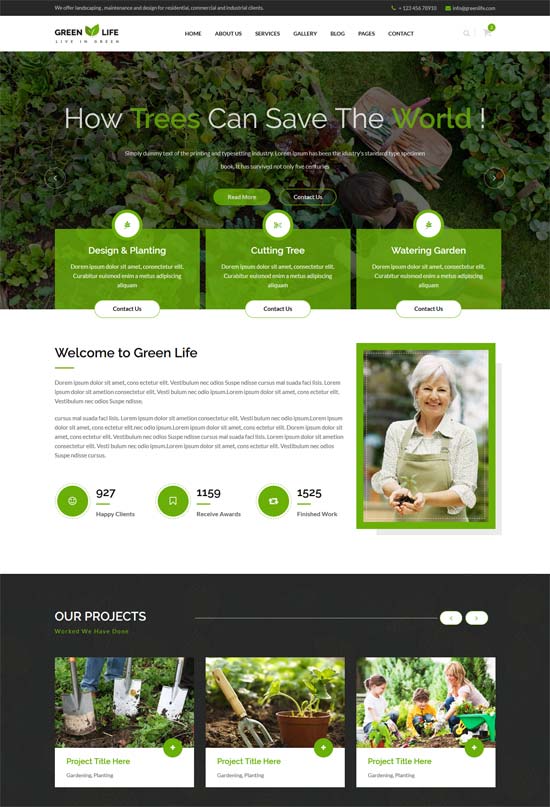 เทมเพลต html5 การจัดสวน greenlife การจัดสวน