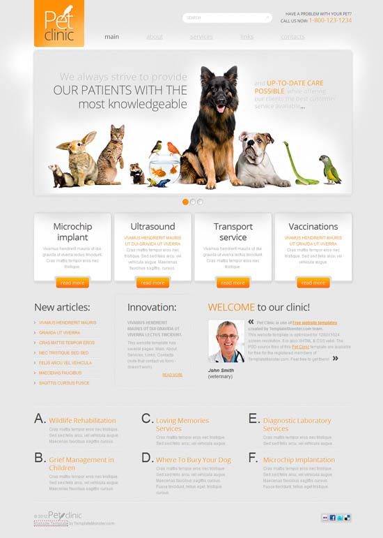 免費寵物診所 Html5 模板