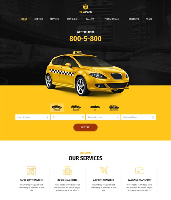 Taxipark出租車公司html5模板