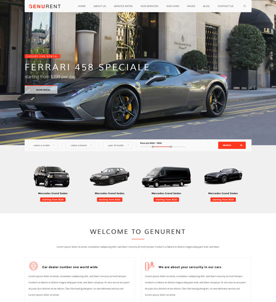 genurent 租車 html 模板