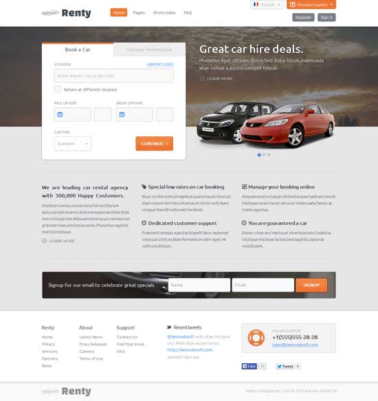 租車-租車-出租車-預訂-HTML5-模板