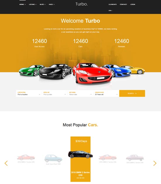 渦輪汽車租賃html模板