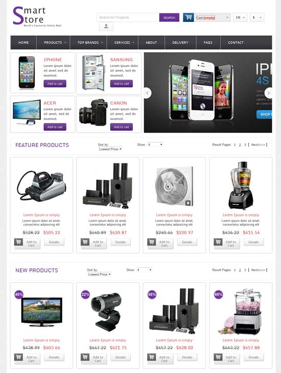 ฟรี Smart-Store-Online-Shopping-Cart-Mobile-website-Template