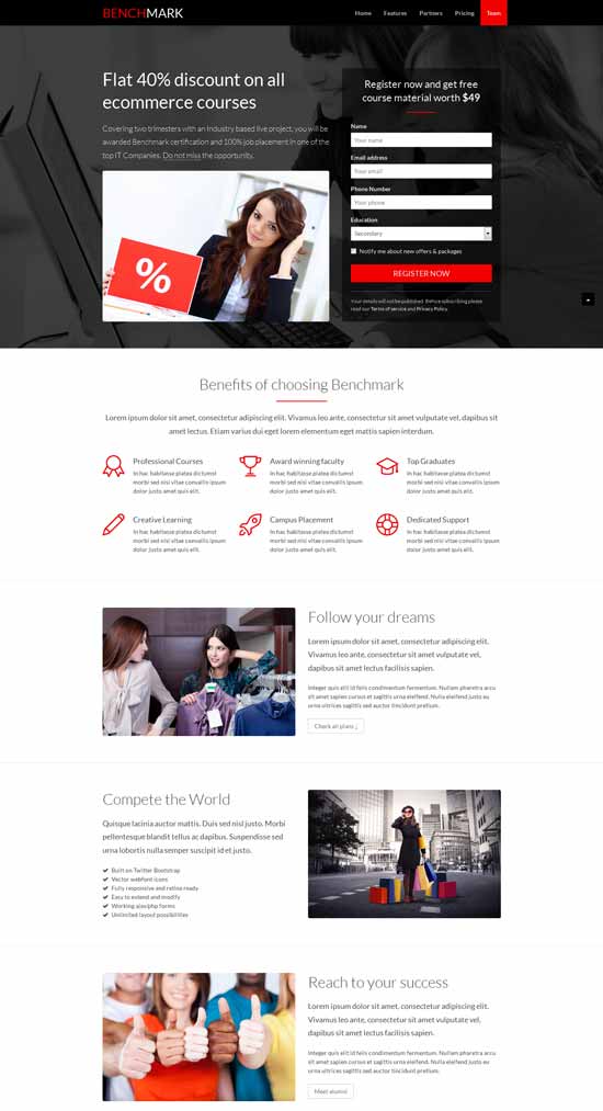 Benchmark-landing-page-template