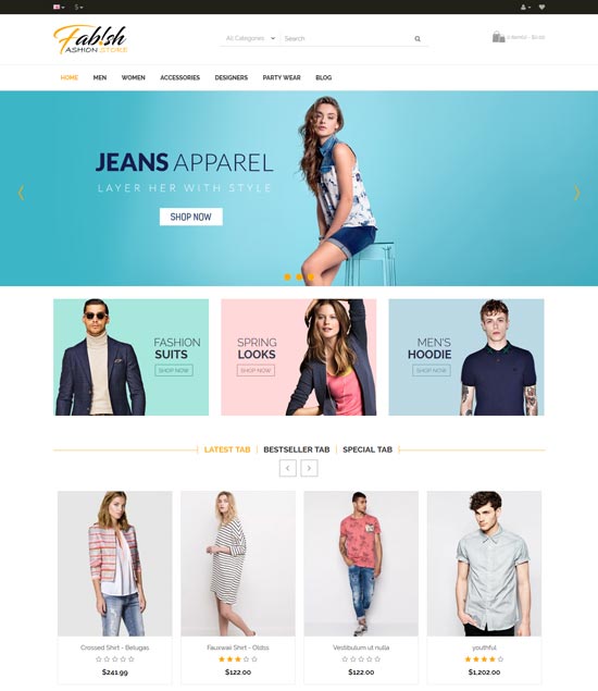 fabish 衣服 時尚 響應式 opencart 主題