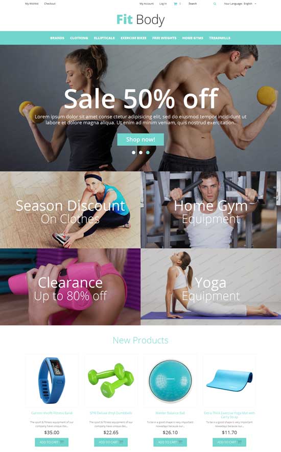 ตอบสนองฟรี Magento-Themes-for-Fitness