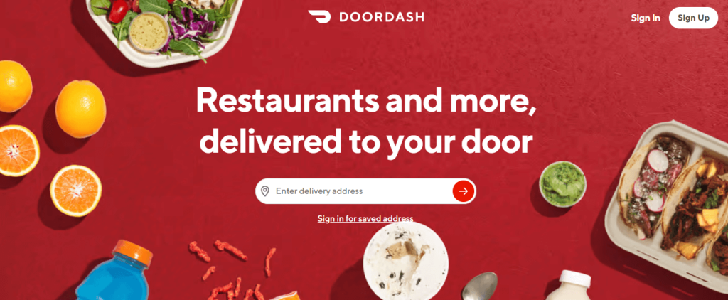 ตัวอย่างหน้า Landing Page ที่ดีที่สุดของ DoorDash