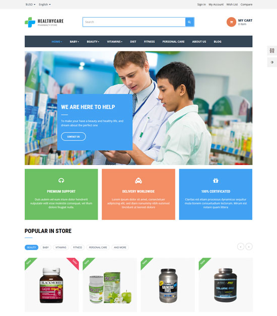 leo healthy care prestashop ธีม