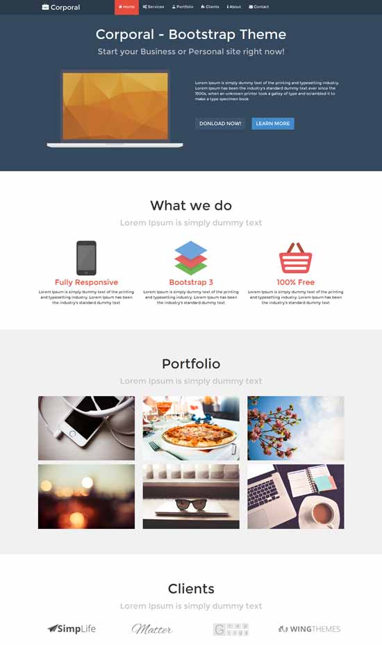 ฟรี One-page-Responsive-Bootstrap-Theme-Corporal