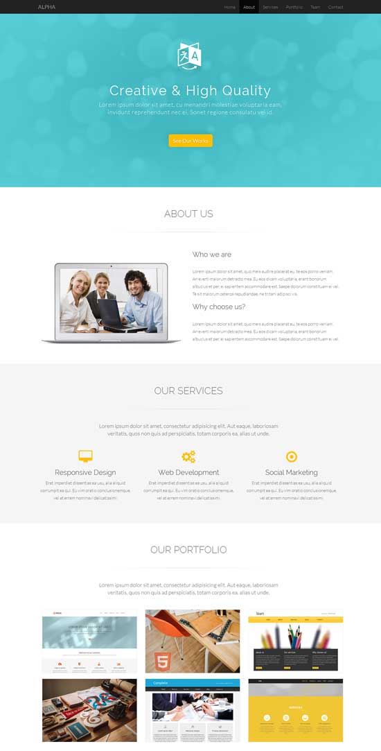 ฟรี One-Page-Bootstrap-Template-Alpha