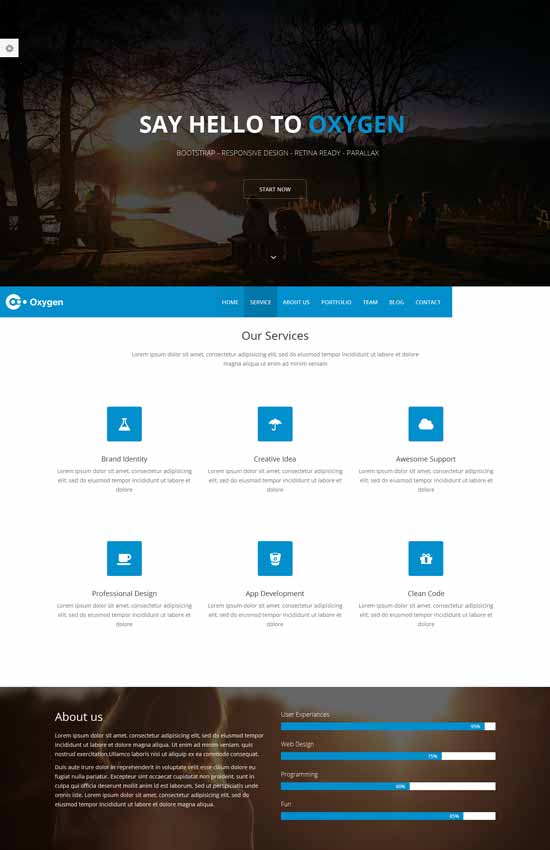 Oxygen-Free-Bootstrap-One-Page-Template