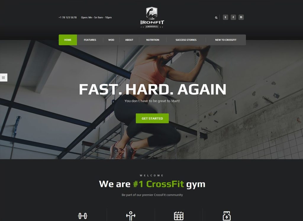 ไอรอนฟิต | ธีม WordPress ฟิตเนส ยิม และ Crossfit