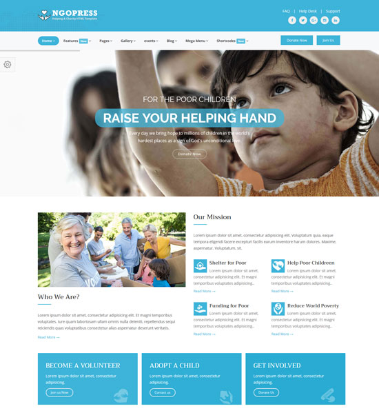 ngopress kar amacı gütmeyen yardım kuruluşu html5 şablonu