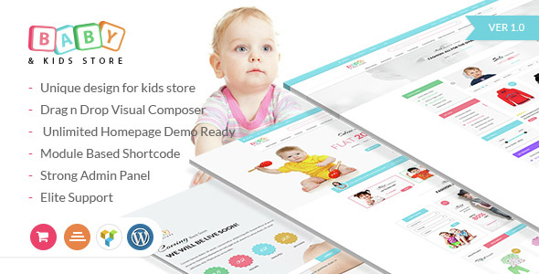 Baby & Kids Store อีคอมเมิร์ซ Woocommerce WordPress Theme