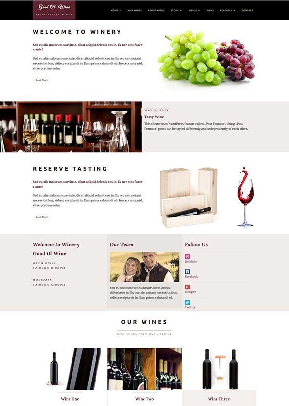 Good Ol` Wine - Şarap ve Şaraphane WordPress Teması