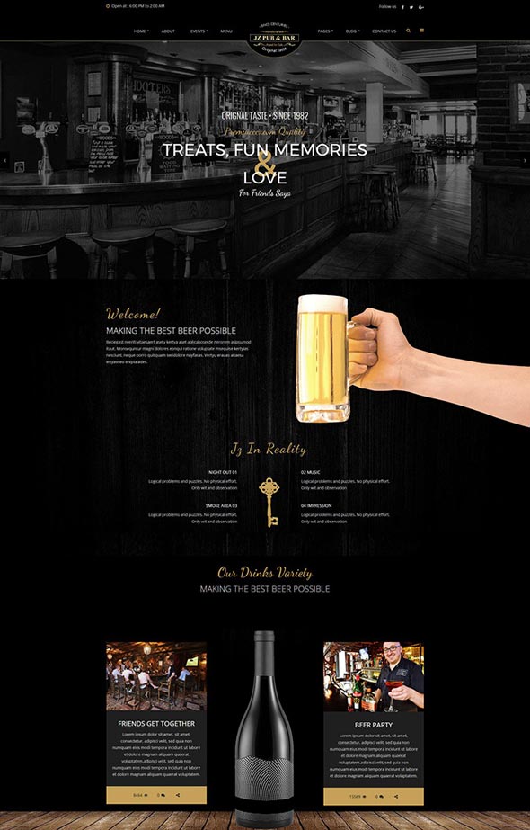 Jz Pub & Bar WordPress Teması