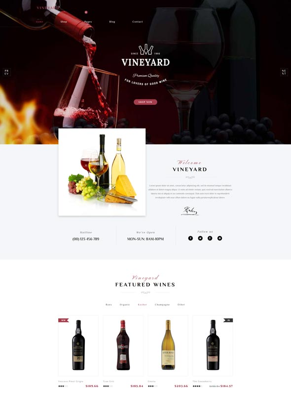 Vineyard - Wine Store Duyarlı WooCommerce WordPress Teması